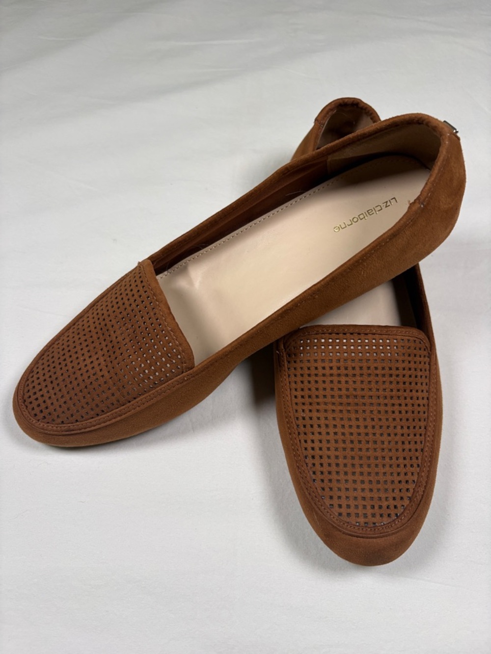 Liz Claiborne Tan Perforated Suede Loafers
